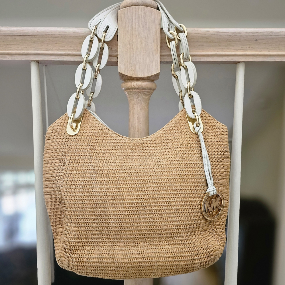 Michael Kors Tan and White Shoulder Bag